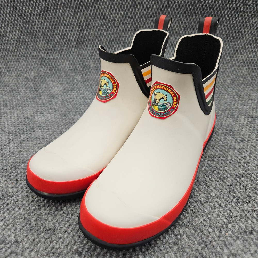 Pendleton Women 10 White Rain Boot Glacier National Park Chelsea Waterproof Shoe